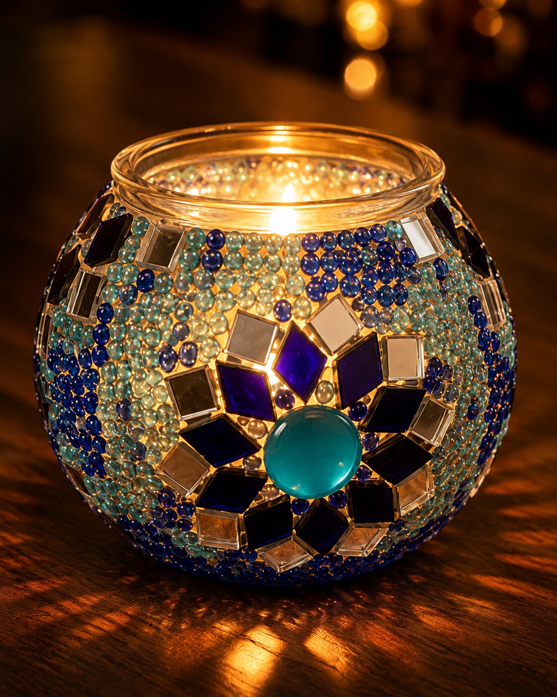 DIY Mosaik-Kerzenhalter Set – Blau | Bastelset mit Glasmosaik & Teelicht